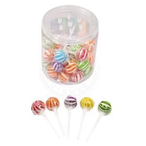 Fruit flavored colorful football lollipops candy