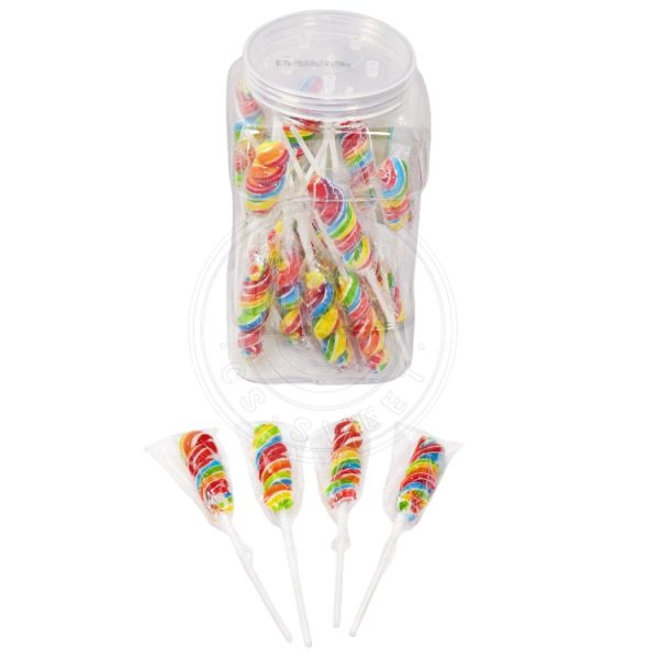 Colorful swirl hard candy lollipop