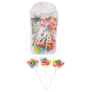 Rainbow colors star hard candy lollipop