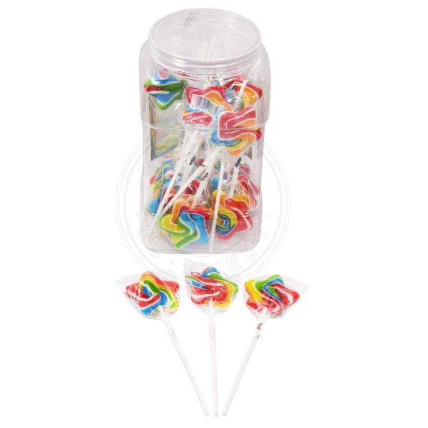 Rainbow colors star hard candy lollipop