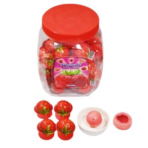 Mix fruit flavor strawberry gummy candy with liquid jam