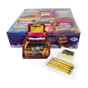 Birthday cake shaped chocolate jam with biscuit