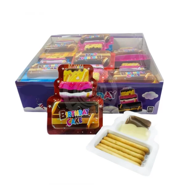 cake shape biscuit with chocolate jam